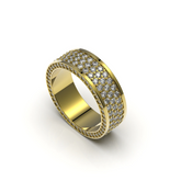 Gold Diamond 3 Roll Eternity Band Ring